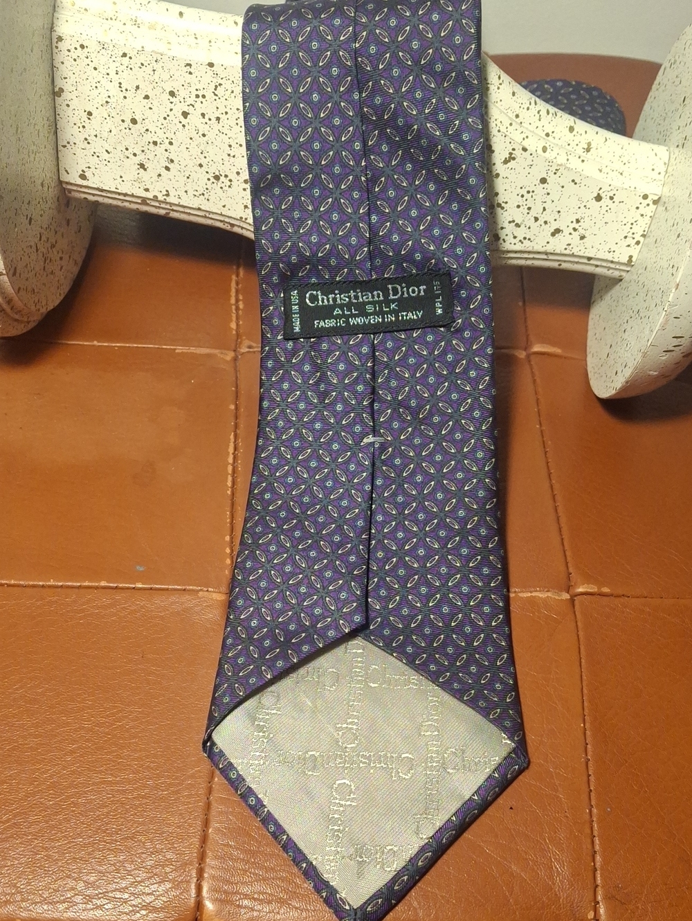 Christian Dior Purple Silk Geometric Men's Tie